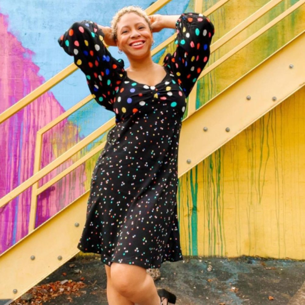 Polka Dot Long Sleeve Swing Dress